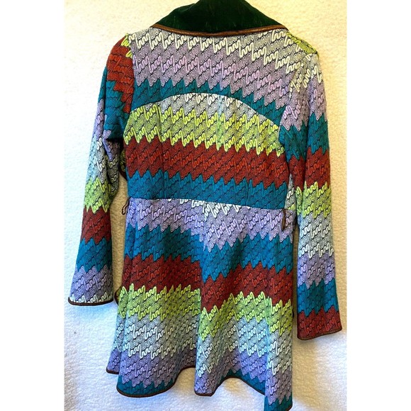Double Zero Large Jacket Green Weave Multicolor‎ Open Knit Cardigan - Picture 3 of 8